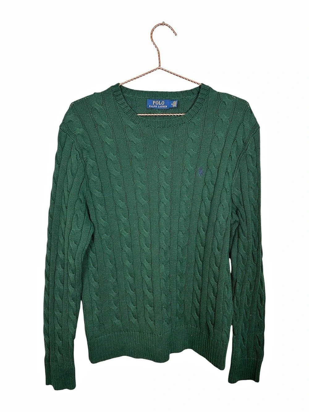 Polo Ralph Lauren Cotton Cable Knit Crewneck Sweater in Green